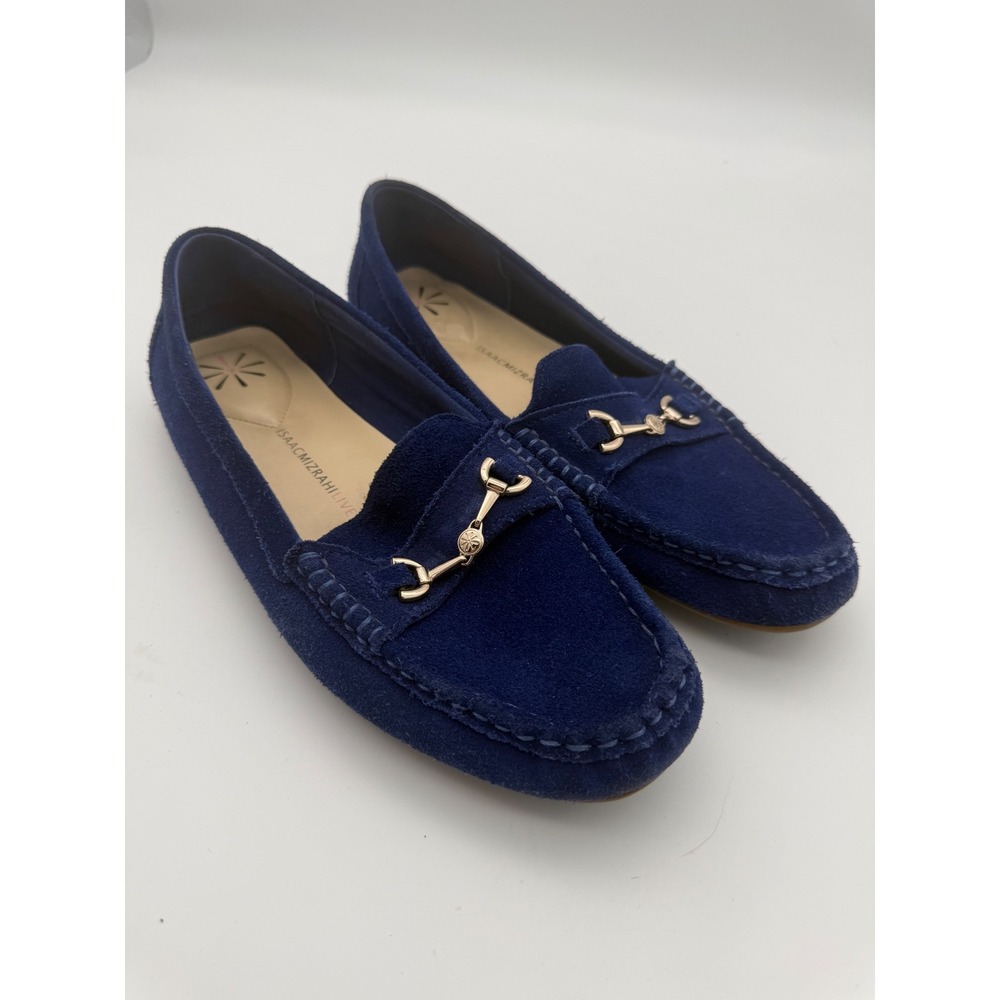 Isaac Mizrahi Live Womens Blue Suede Bit Loafers Driving Flats Size 10M